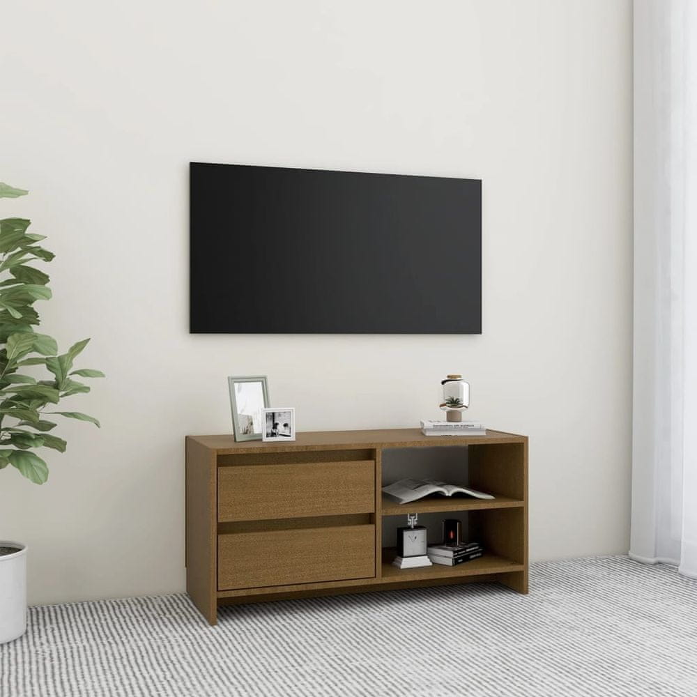 Vidaxl TV skrinka medovo-hnedá 80x31x39 cm borovicový masív